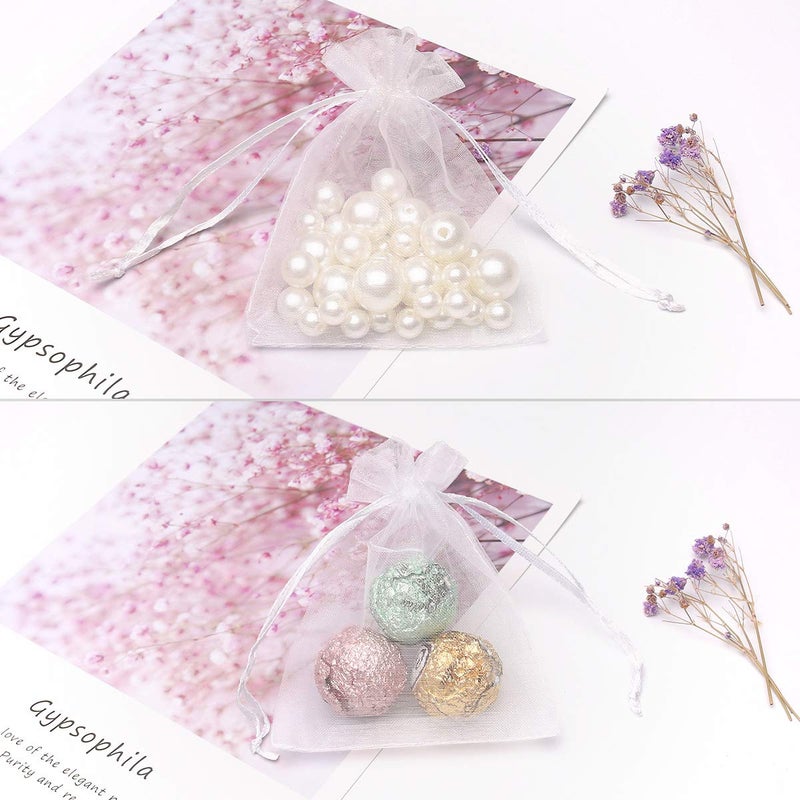 Akstore 50PCS Premium Sheer Organza Gift Bags, 3X4 inch (usable size: 3 x 2.9 inches) Elegant Jewelry Pouches (White) - Image 5